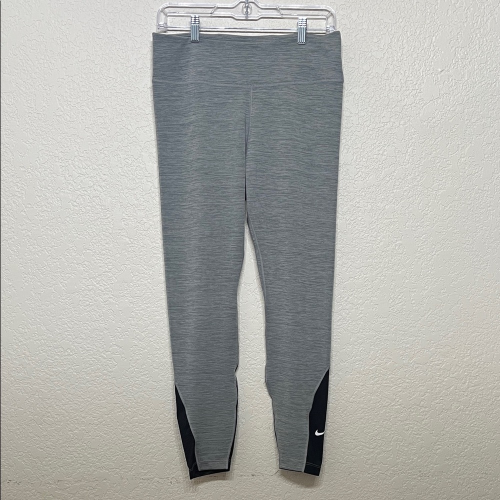 Nike DRI-FIT Women's Size Large Gray Active Leggings with Black Mesh Detail